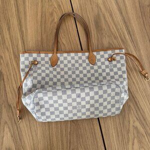 AUTHENTIC LOUIS VUITTON Neverfull MM Damier Azur Good Condition